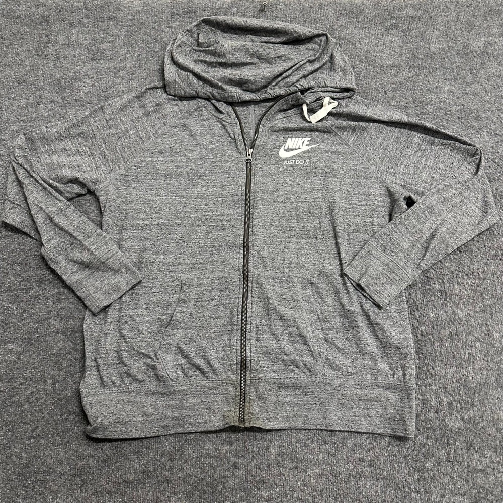 Nike Hoodie Womens Size XXL Gray Organic Cotton Full Zip Cowl Neck Sweatshirt